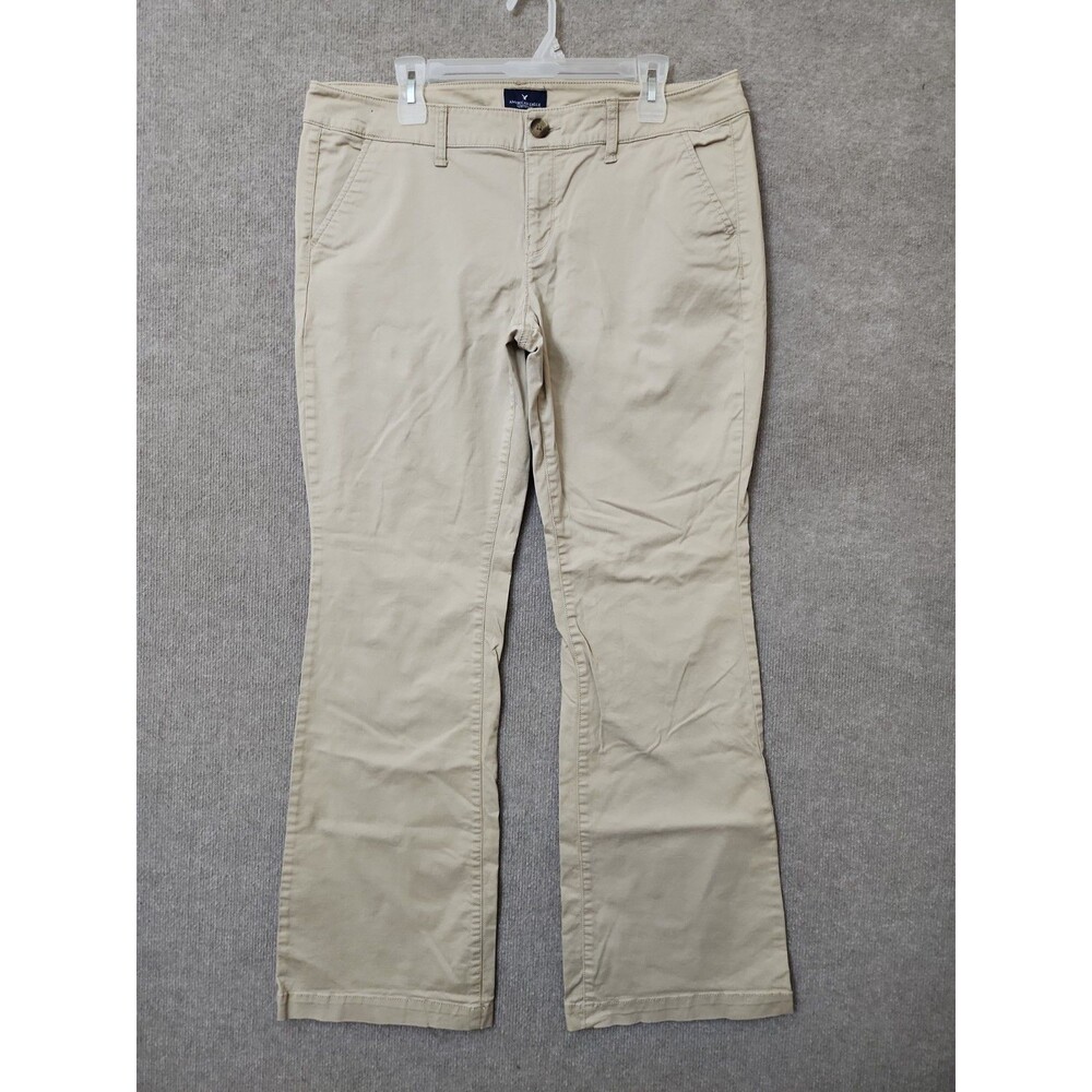 American Eagle Kick Boot Pants Womens 16 Long Beige Bootcut Cotton Stretch